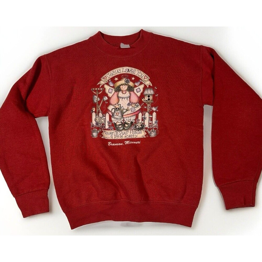 Vintage Jesus Loves You Crewneck Sweatsahirt Fruit of the Loom Made in USA Small